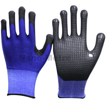 NMSAFETY anti slip Automotive und Transportwesen verwenden blaue PVC-Punkte auf blauen Nitrilhandschuhen